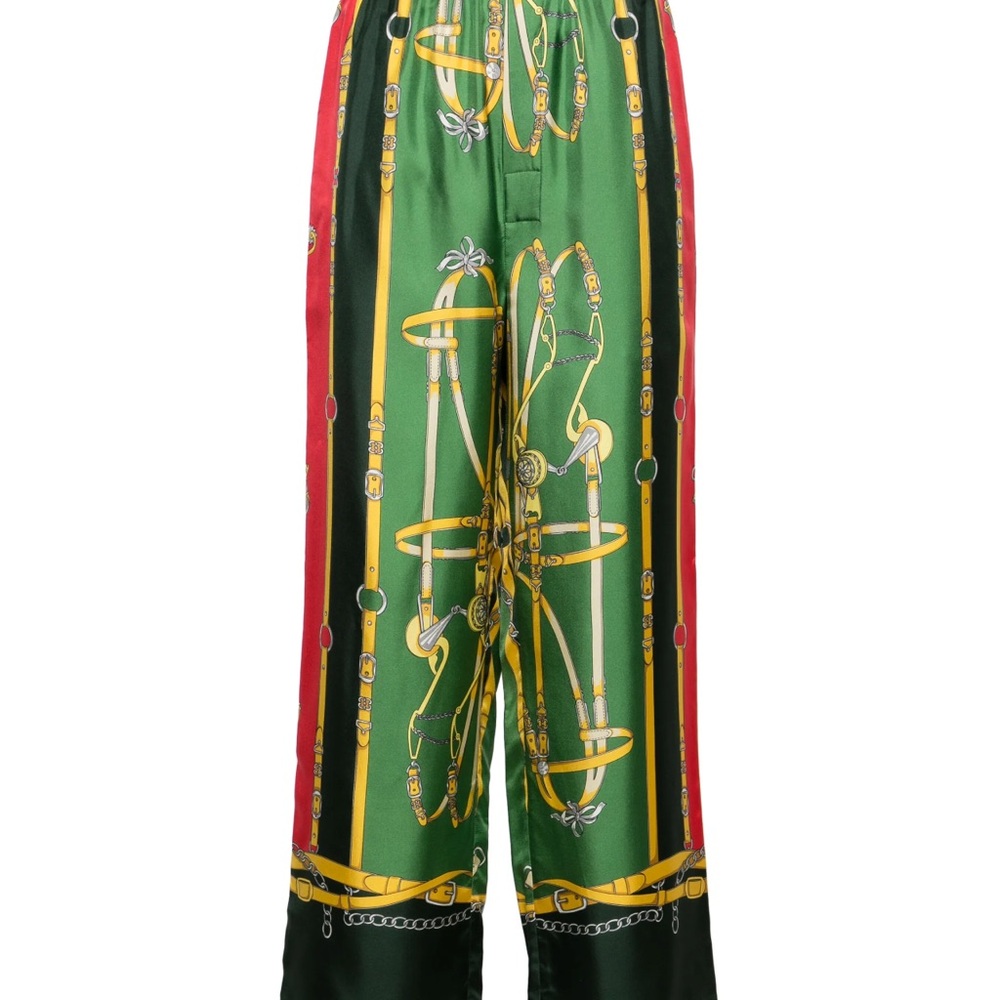 Gucci Silk Horsebit Patterned Trousers